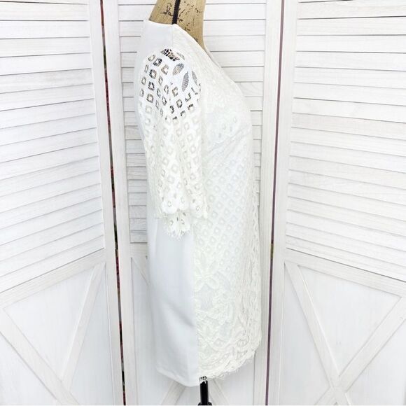 Alexia Admor Lace Front Bell Sleeve Sheath Dress Small Ivory White Half Sleeve - Picture 3 of 13